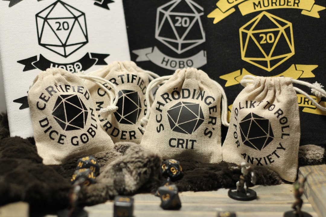 Themed Polyhedral Dice Bags, Board Game Dice Bag, Dungeons and Dragons