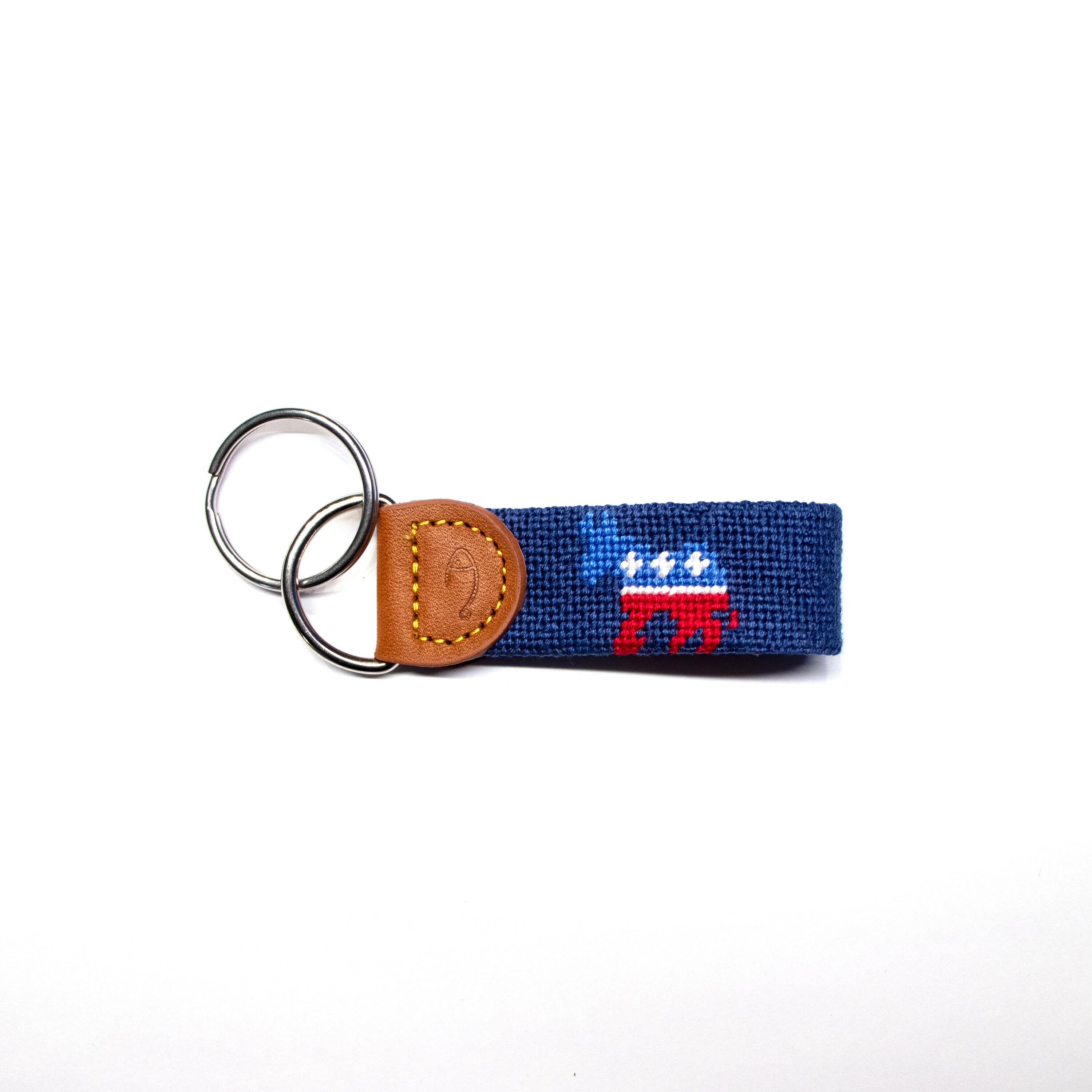 Buy Leather Handstitched Needlepoint Democrat Key Fob Key Chain by