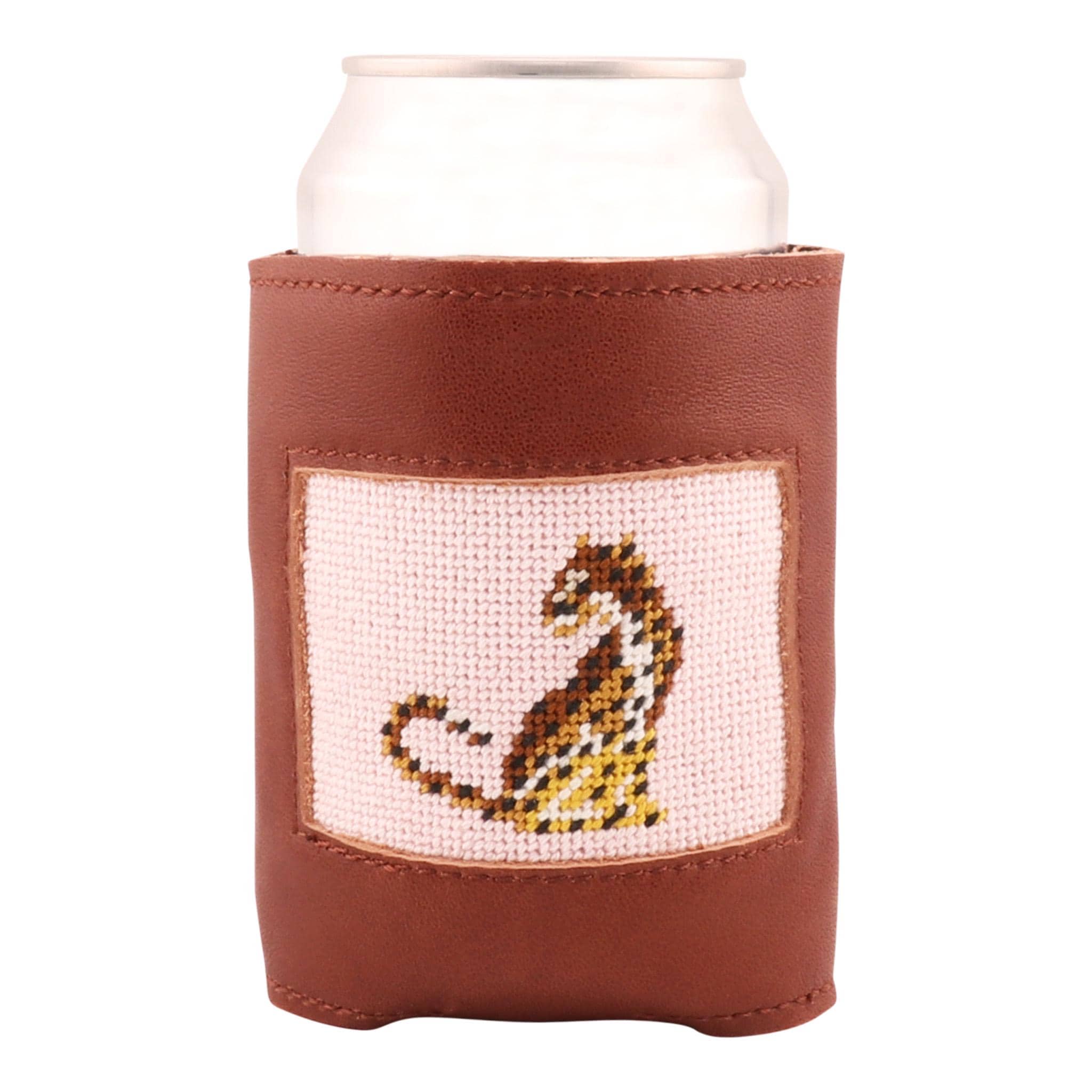 小物入れ jpgoodbuy Leopard Needlepoint Can Cooler - Handmade W/ Cotton Stitching