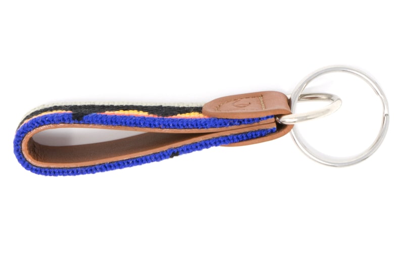 Mountain Key Fob Mountain Key Chain Leather Key Fob Leather Handstitched Needlepoint Mountain Range Key Fob Key Chain by Huck Venture