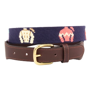 Leather Handstitched Needlepoint Jockey Silk Mens Belt Handmade Using ...