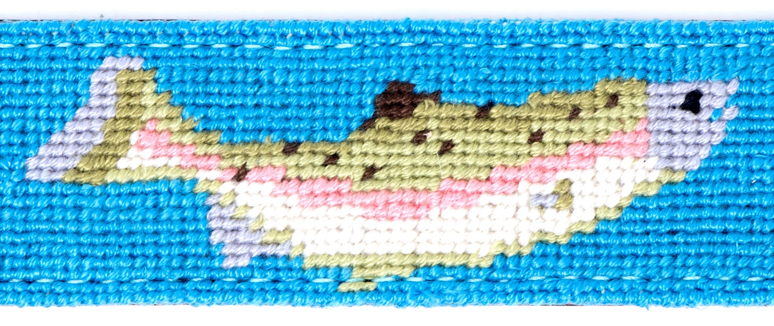 Leather Handstitched Needlepoint Fly Fishing Mens Belt Etsy