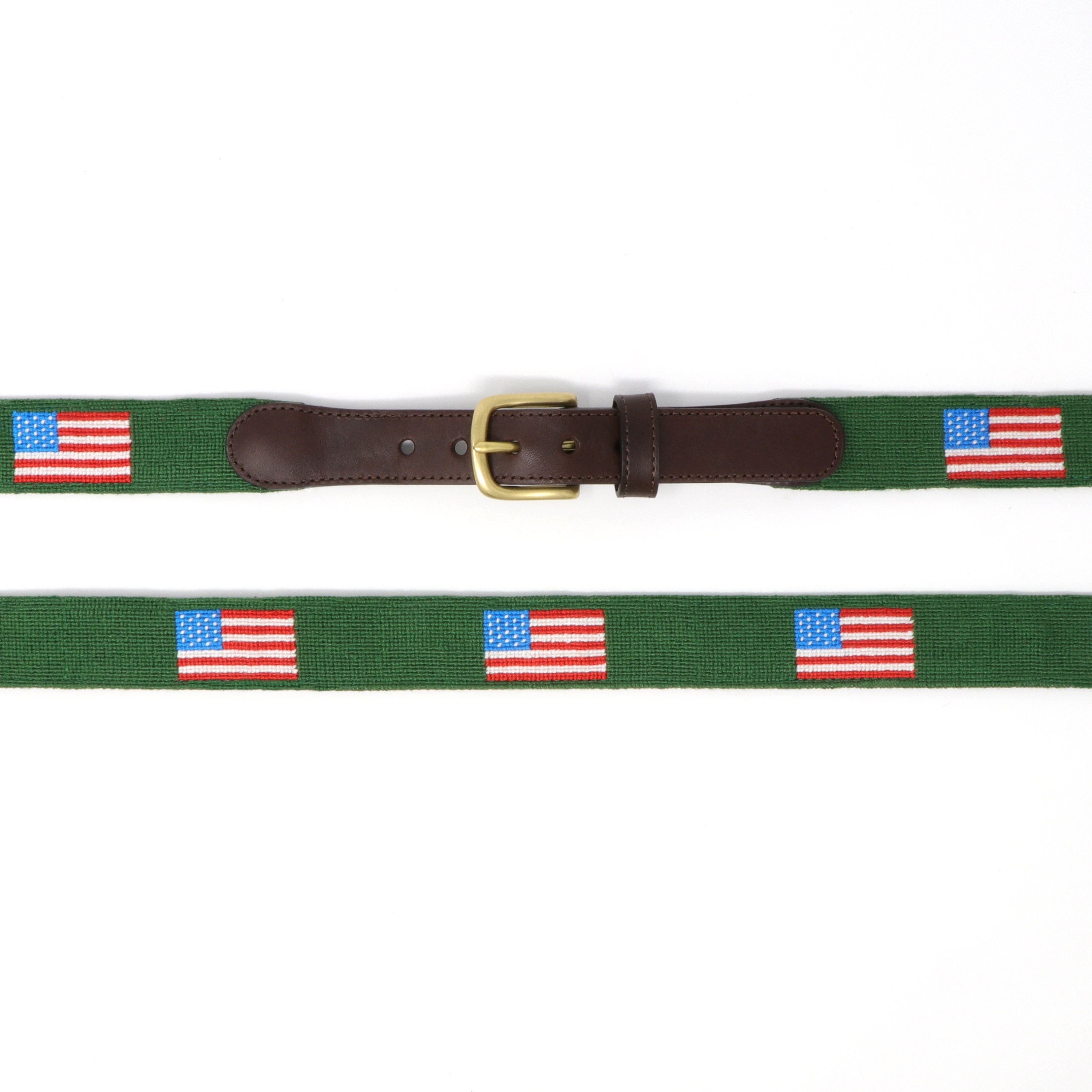 Full Grain Leather Needlepoint American Flag green Mens - Etsy