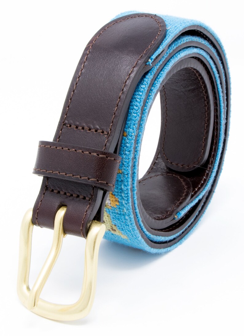 Fly Fishing Needlepoint Mens Belt Handstitched Using Top Etsy