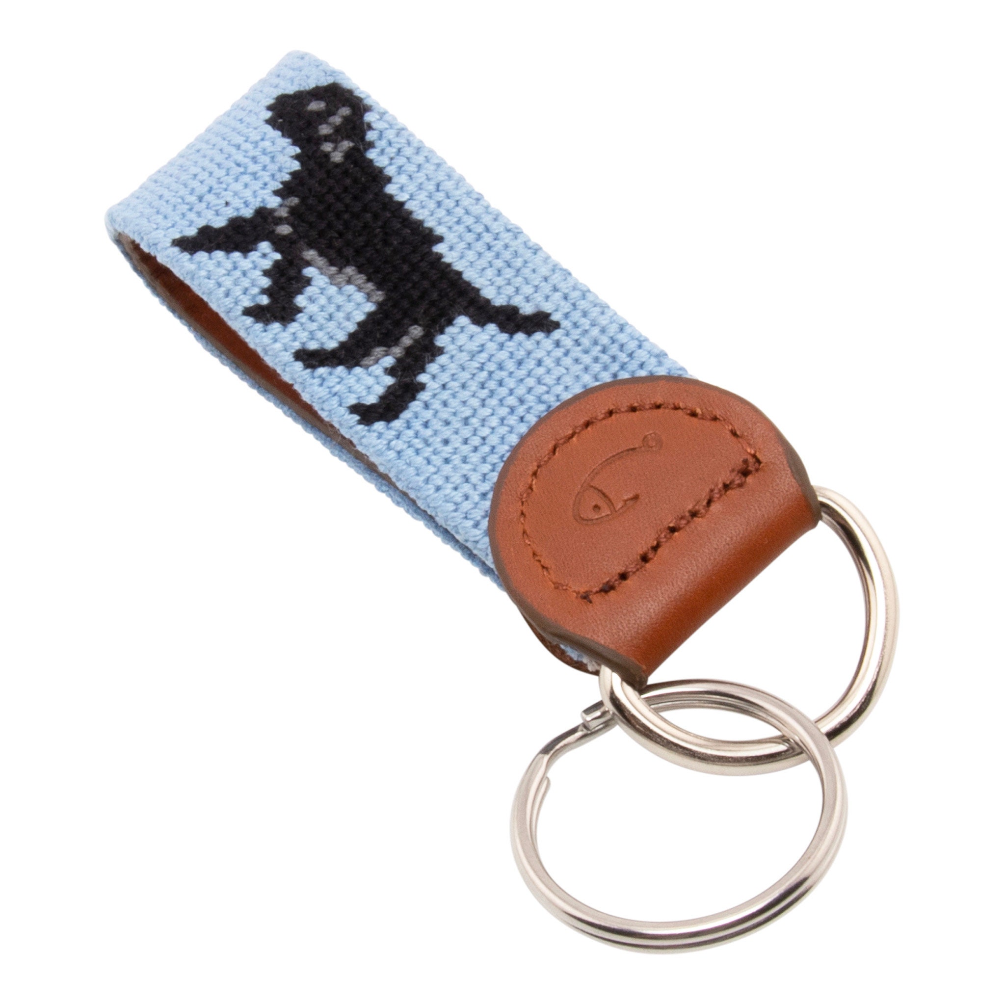 Black Lab Needlepoint Keychain: Handmade Cotton Key Fob With Leather ...