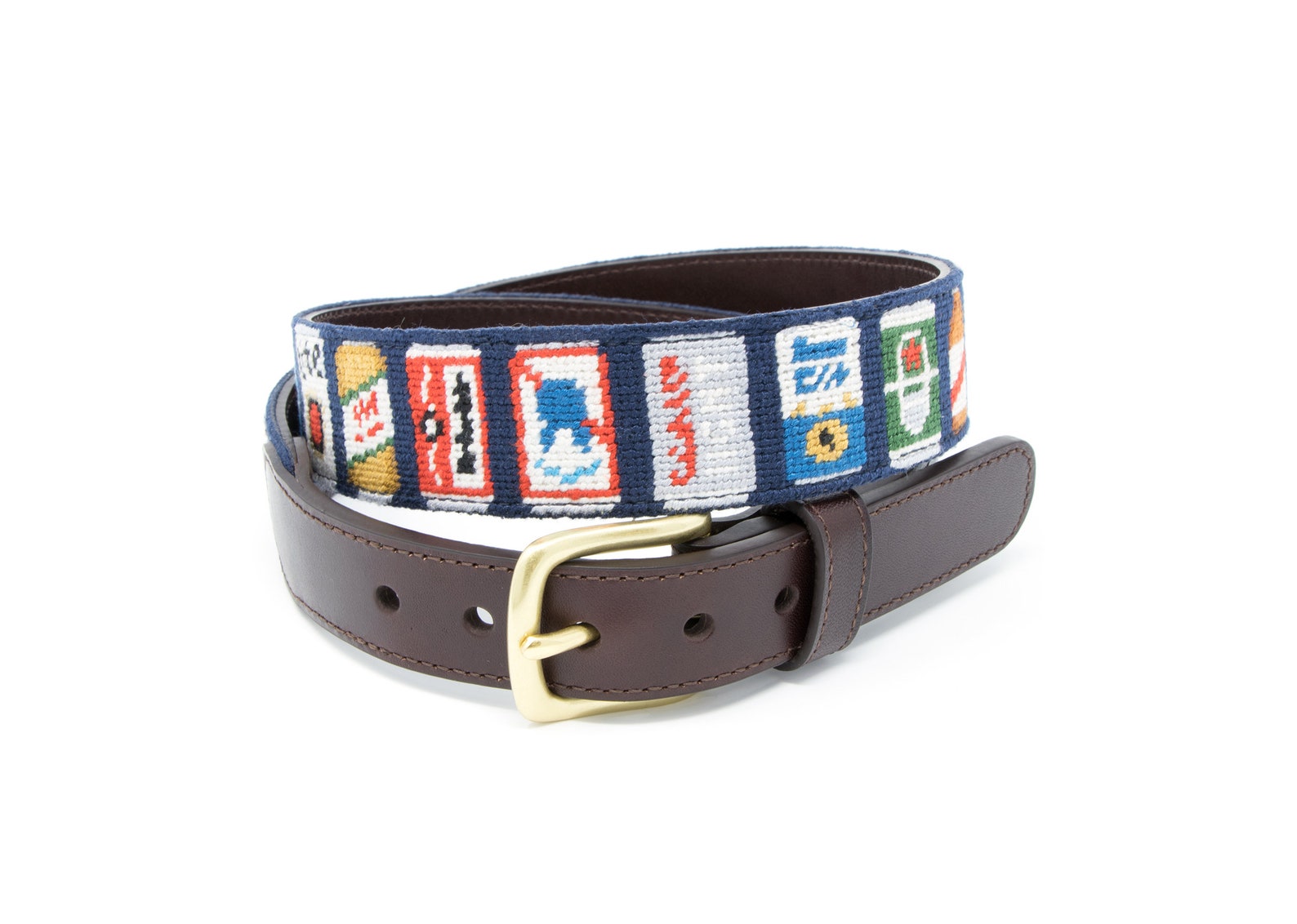 Leather Handstitched Needlepoint Beer Can Mens Belt - Etsy