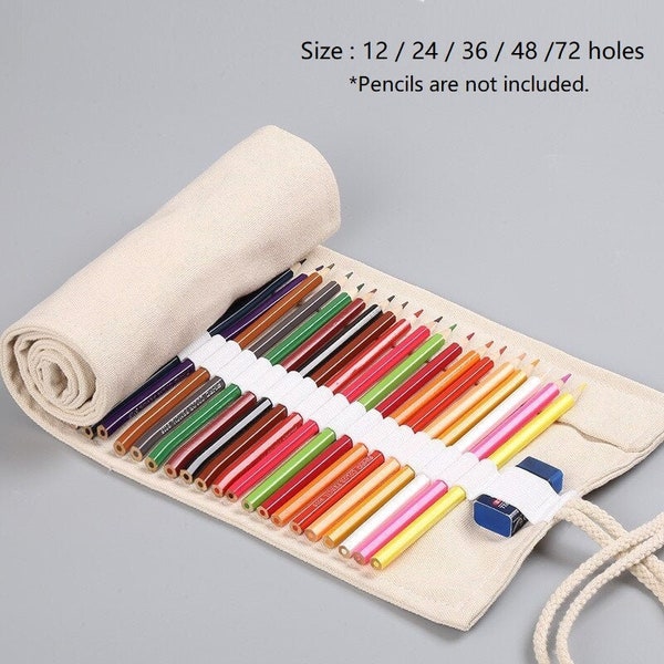 Canvas Pencil Case Roll | Plain Color Roll Pencil Pouch | Pencil Storage Pouch | Roll Up Pencil Case PC1006