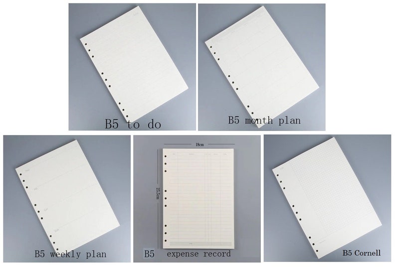 Daily Planner Inserts / B5 Organizer Refills / A4 Planner Inserts