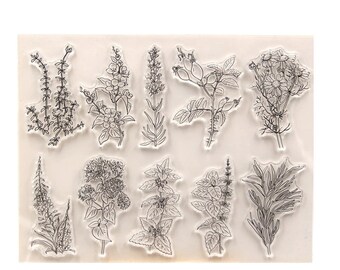 Herbs and Spices Clear Stamp / Flower Silicone Stamp / DIY Card Making Clear Stamp / Scrapbook Clear Stamp / Bullet Journal Stamp  CS1137