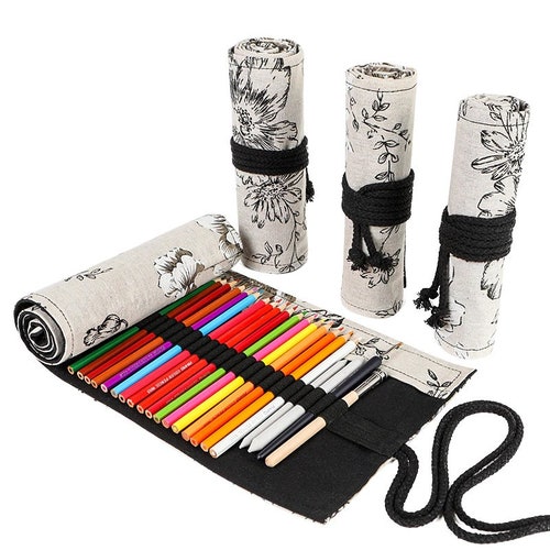 Japanese Style Roll up Pencil Holder Canvas Pencil Case Roll Etsy
