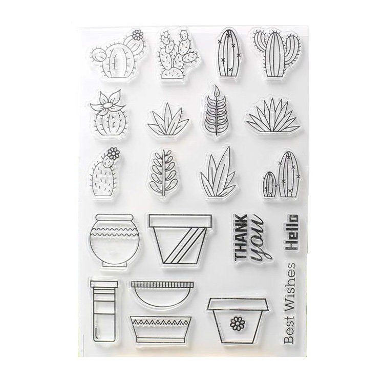 ECMQS Cactus Tree DIY Transparente Briefmarke Clear Stamps Bastelei Scrapbooking-Werkzeug Schneiden Schablonen Silikon Stempel Set