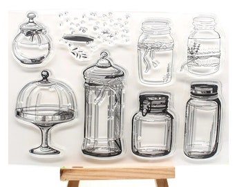 New! Bottles Clear Stamp / Bottles Silicone Stamp / Glass Bottles Scrapbooking Stamp / Bullet Journal Stamp CS1124