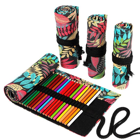 Tropica Plant Canvas Pencil Case Roll Japanese Style Roll Etsy