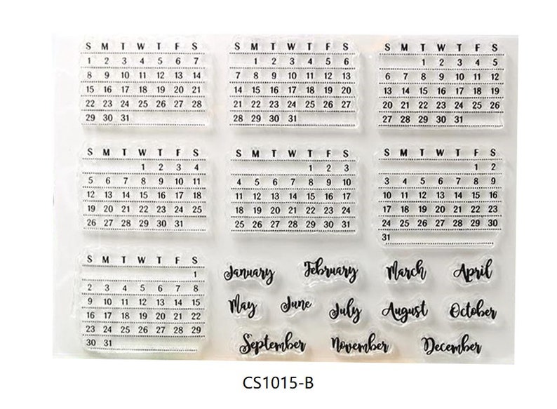 Monthly Clear Stamp /Schedule Silicone Stamp / Calendar Clear Etsy