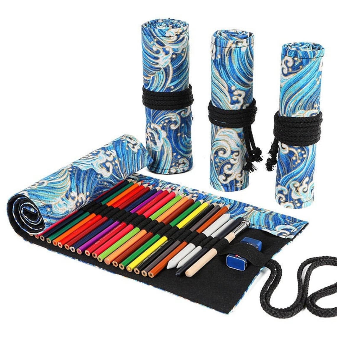 Japanese Style Roll up Pencil Holder Canvas Pencil Case Roll Etsy