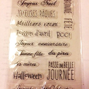 French Words Clear Stamp / Joyeux Noel Silicone Stamp / Scrapbook Clear Stamp / Bullet Journal Stamp CS1077