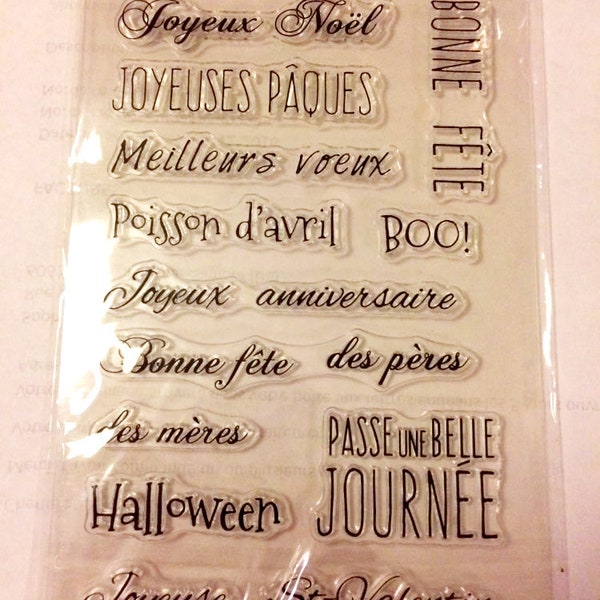 Timbre clair mots français / Joyeux Noel Silicone Stamp / Scrapbook Clear Stamp / Bullet Journal Stamp CS1077