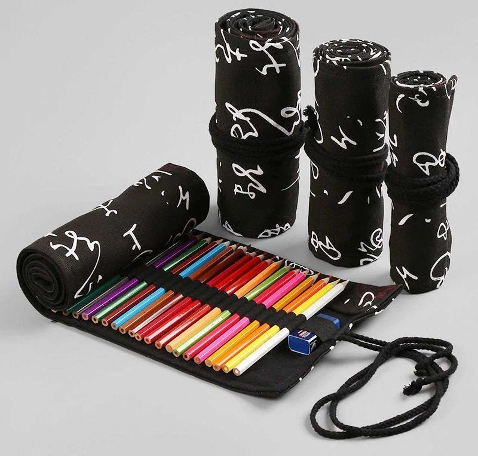 Roll up Pencil Holder Canvas Pencil Case Roll Chinese Etsy