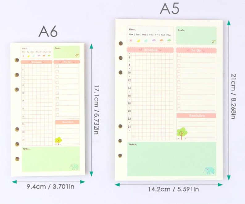 A5 / A6 Color Planner Inserts/ Diary Refills / Organizer Etsy