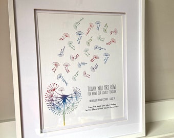 Teacher gift print | Dandelion | Class gift | Rainbow dandelion | Bespoke Personalised Print | Class of 2022 | Teacher Thank You