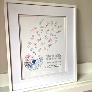 Teacher gift print | Dandelion | Class gift | Rainbow dandelion | Bespoke Personalised Print | Class of 2022 | Teacher Thank You