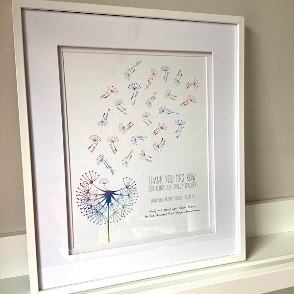 Teacher gift print | Dandelion | Class gift | Rainbow dandelion | Bespoke Personalised Print | Class of 2022 | Teacher Thank You