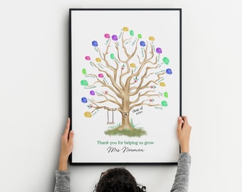 Teacher gift print | Fingerprint Tree | Wedding guest book | Class gift | Class of 2022 | Teacher Thank You | Fully customised