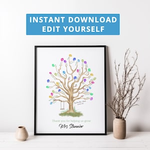 Fingerabdruck Baum INSTANT DOWNLOAD - Personalisieren Sie sich selbst - Klassengeschenk - Klasse von 2024