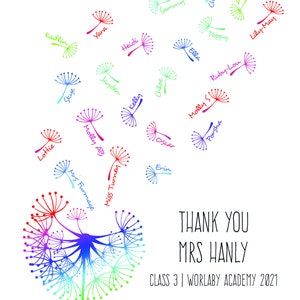 Teacher Gift Print | Dandelion | Class Gift | Rainbow Dandelion ...
