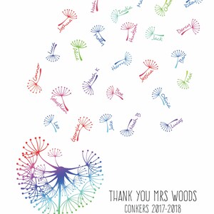 Teacher Gift Print | Dandelion | Class Gift | Rainbow Dandelion ...