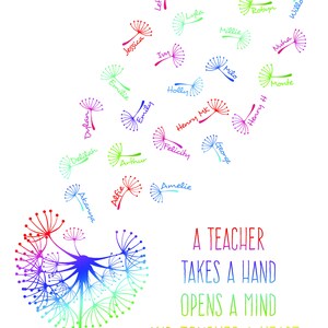 Teacher Gift Print | Dandelion | Class Gift | Rainbow Dandelion ...