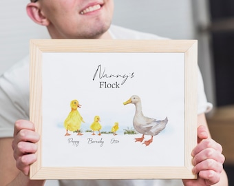 Personalised Ducklings Family Print - Wall décor - Mother’s Day  - Nanny - Custom bespoke family print