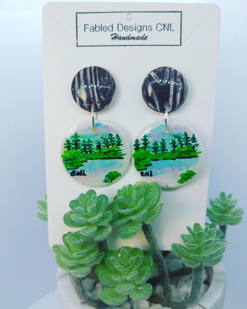 Hand Painted Bob Ross Dangle Earrings