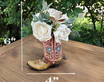 Mini Boot Decor/Mini Flower Bouquet Arrangement - 6"x4" | Forever Fresh Flowers