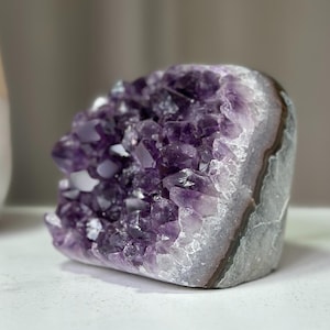 Top Grade Deep Purple Uruguayan Amethyst, Amethyst cluster with agate Formations image 1