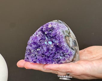 Cut Base Amethyst Crystal Cluster: Self Standing, Uruguay