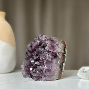 2 Lb Amethyst geode Unique raw crystal cluster, Deep Purple Project Amethyst crystal