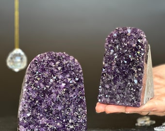 Amethyst point set of 2, amethysts for meditation altar, anxiety crystals