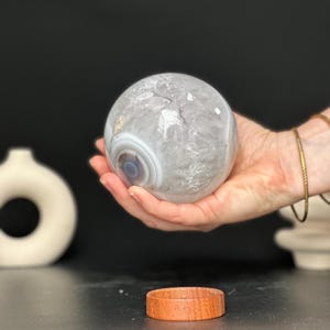 Large Quartz and Agate sphere, Top quality crystal ball, 3.5 in diameter Uruguayan crystal sphere