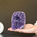 Deep Purple Amethyst cathedral geode, Unique raw crystal cluster, self stand product logo