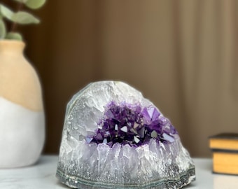 Amethyst Cave Geode: Uruguay Quartz Crystal Cluster, Home Decor