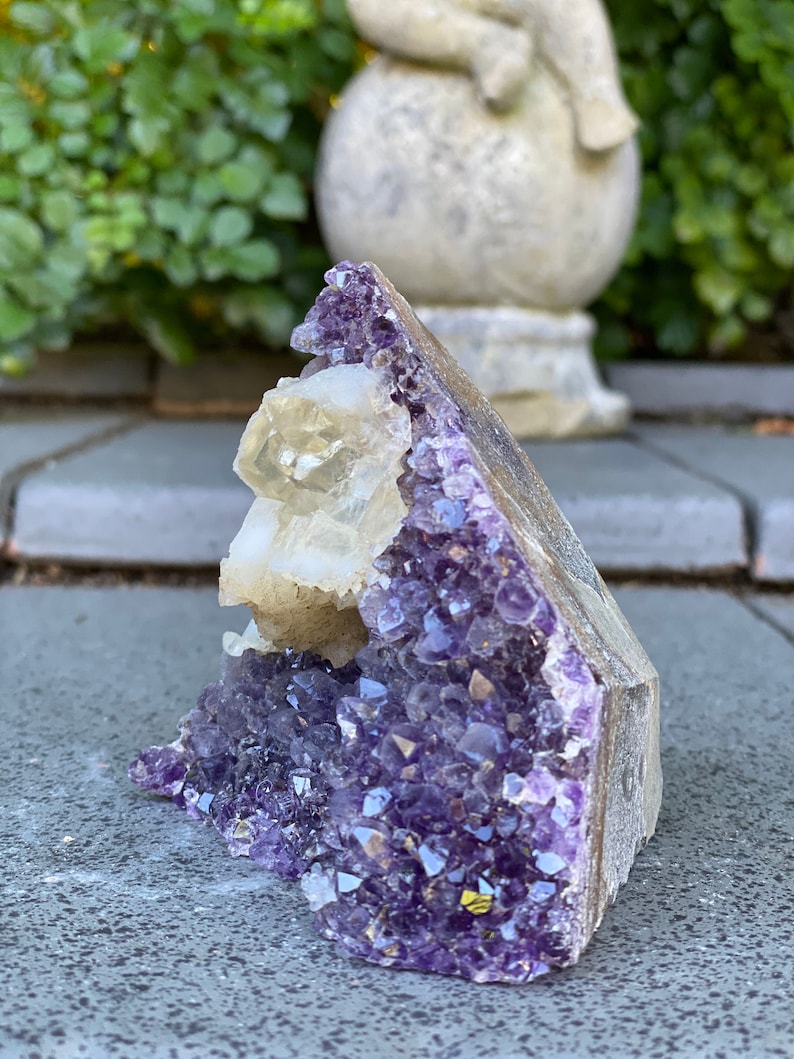 raw purple crystal cluster Strange specimen Amethyst geode