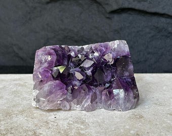 Flat amethyst, Unique raw crystal cluster