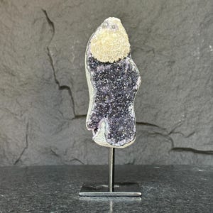 Natural Amethyst Geode, Galaxy Crystal on Metal Stand