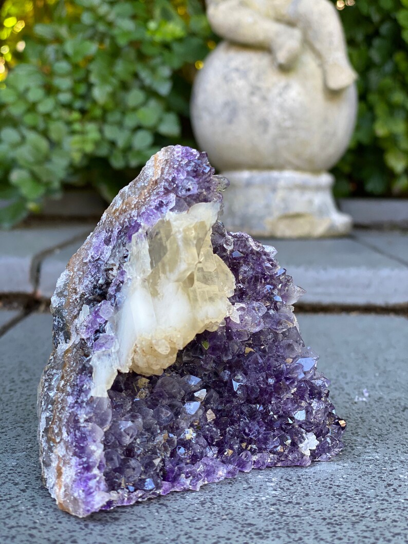 raw purple crystal cluster Strange specimen Amethyst geode