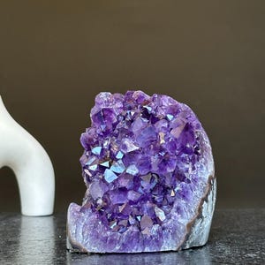 Deep Purple Amethyst cathedral geode, Unique raw crystal cluster, self stand
