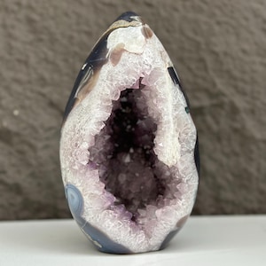 Large Uruguay Amethyst Crystal Egg Cave: 9-inch Polished Geode