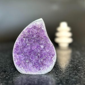 Amethyst and agate flame, Wedding gift unique, Amethyst flame carving