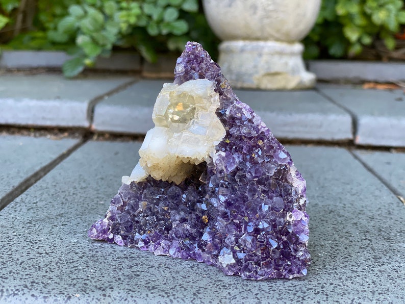 raw purple crystal cluster Strange specimen Amethyst geode
