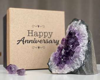 Anniversary gift for couples, Wedding anniversary, Anniversary gift for parents, Amethyst crystal anniversary gift